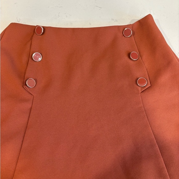 Y2K Forever 21 Small Burnt Orange Button Mini Skirt - Picture 6 of 7